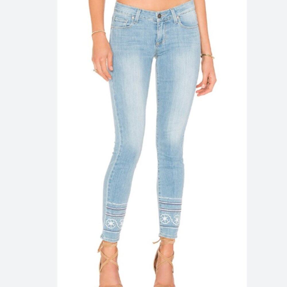 Paige Verdugo Embroidered Marin Ankle Skinny Jeans Size 28